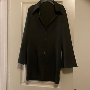 Black Button Up Collar Dress